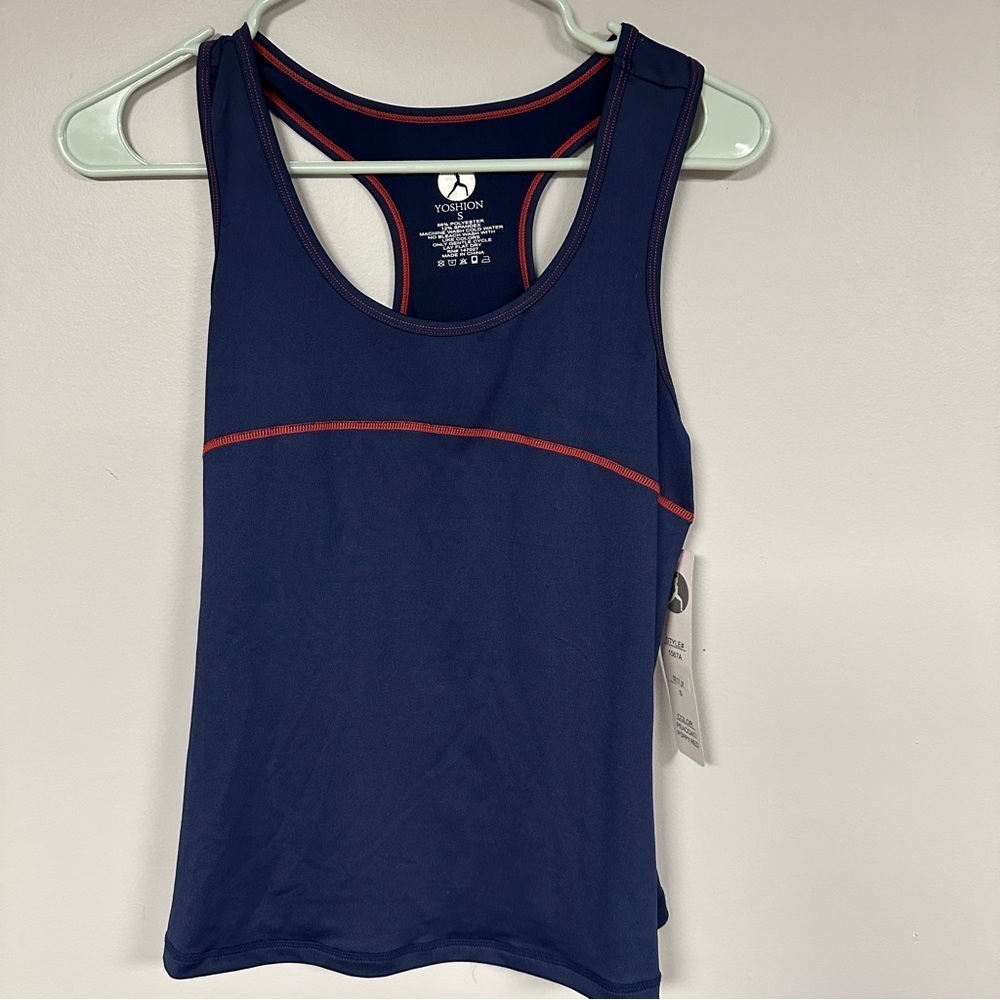 Yoshion athletic razorback Navy with Red muscle Tee , W S NWT